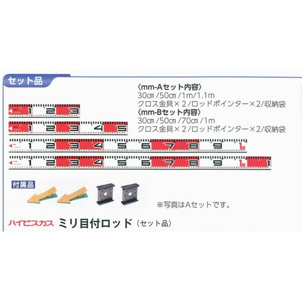 Rakuten - ハイビスカス ミリ目付ロッド　十字ロッドセット（mm-1.5RDセット）【測量/土木/60mm幅/6mm厚】※【代引・個人宅への配送不可】※大型商品のため代引決済はご利用できません。
