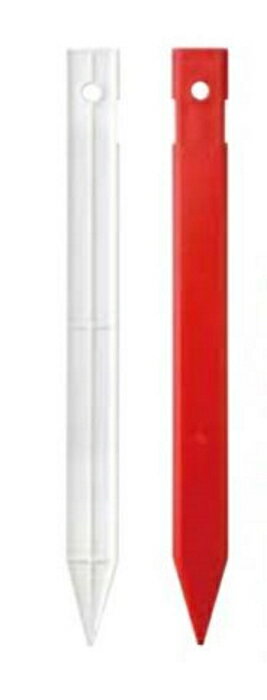 サンポリ トラピ杭（100本入）赤・白 35×4×350mm 仮杭 樹脂製 測量 土地家屋調査 プラスチック境界杭 地籍調査 プラ杭 境界杭 ※個人宅配送不可（送付先に事業所名の記載をお願いいたします。）