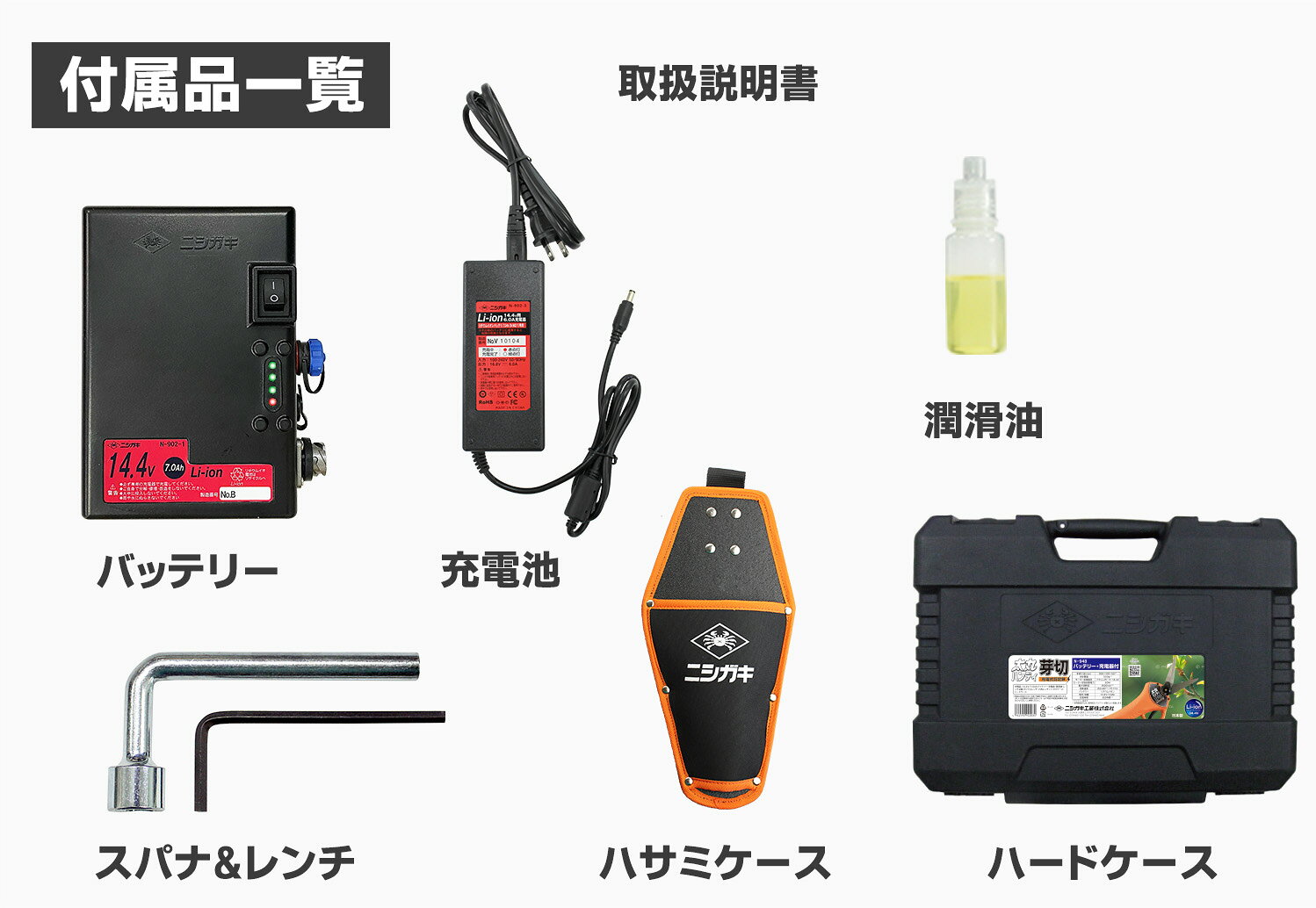ニシガキ 太丸ハンディ芽切 N-948 バッテリー・充電器付