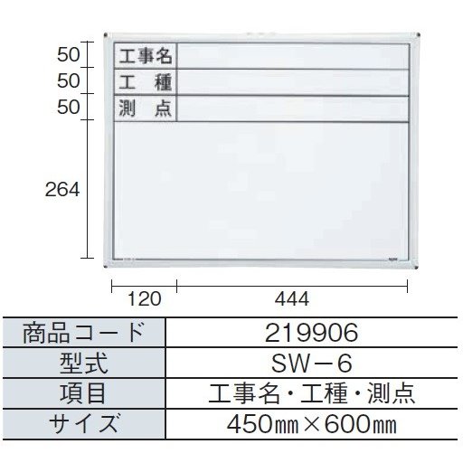 Rakuten - MYZOX マイゾックス ハンディスチールホワイトボード SW-6（工事名・工種・測点） 450mm x 600mm 現場写真工事用