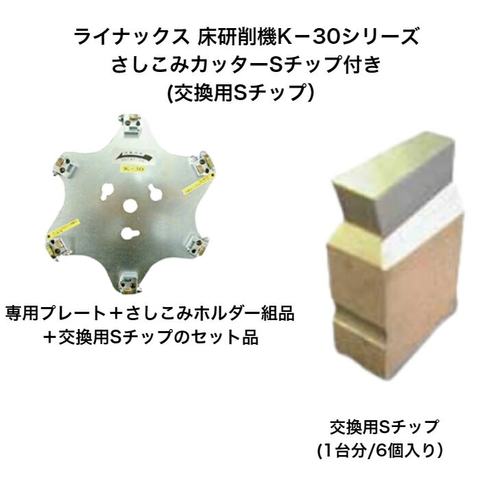 ライナックス 床研削機 K-30シリーズ用カッター専用プレート・さしこみホルダー組品・交換用Sチップのセット品