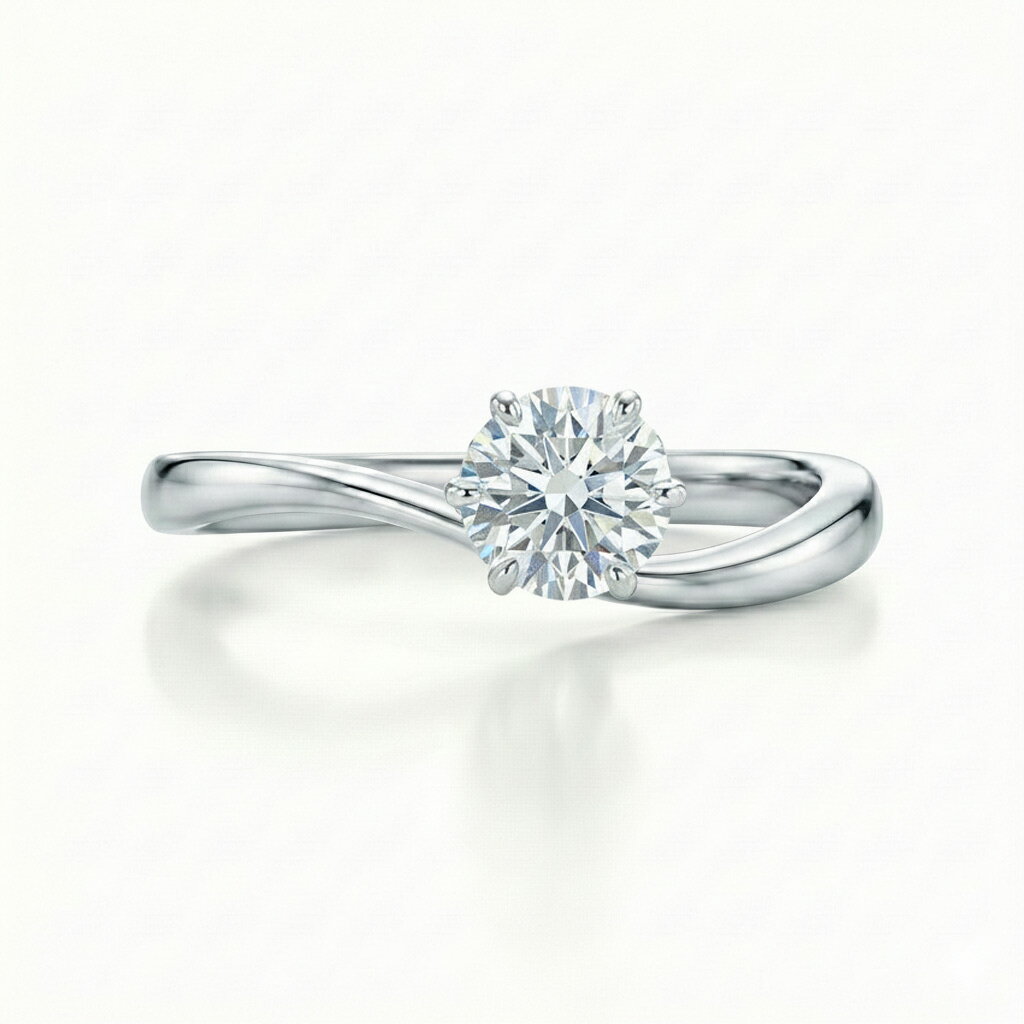 【オーダーメイド相談窓口】 婚約指輪 0.5ct 大粒ダイヤ アシンメトリー ウェーブ 製作・見積り依頼チ..