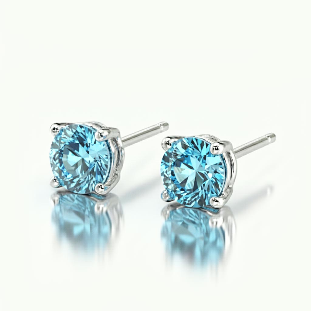 【オーダーメイド相談窓口】 ソリテール ピアス 製作・見積り依頼チケット ～ 11月誕生石 ブルートパーズ 1粒 4本爪 ラウンドカット SV925 K18 Pt900 両耳セット セミオーダー ～