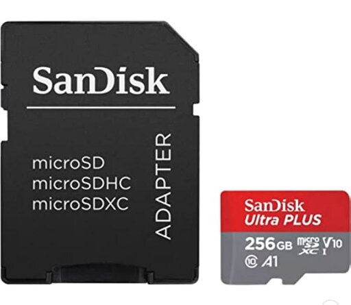 Sandisk Ultra Plus 256GB MicroSDXC UHS-I Card with Adapter 130MB/s Class 10 XC1 V10 Sandisk Ultra Plus 256GB MicroSDXC UHS-I Card with Adapter 130MB/s Class 10 XC1 V10