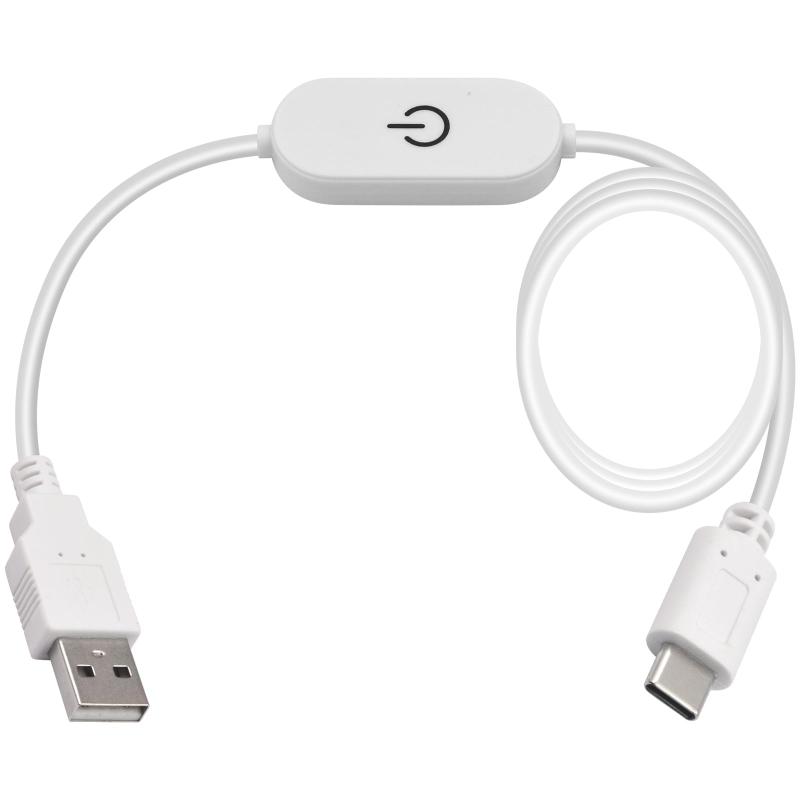 Dutttek USB A USB C変換ケーブルタッチ調光スイッチ付き、USB 2.0タイプAオスからUSBタイプCオスケーブルサポート電源充電、青色表示灯、スマートフォン、ノートパソコン、タブレット、ボディ