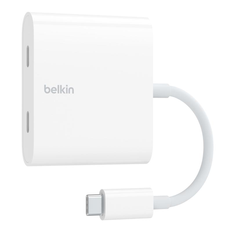 Belkin USB-C デュアルアダプター(データ転送 + 充電) 10Gbpsデータ転送 PD100Wパススルー USB-Cオーディオ対応 iPhone 15/iPad Pro/iPad Air/iPad mini/Macbook/Andoroidス