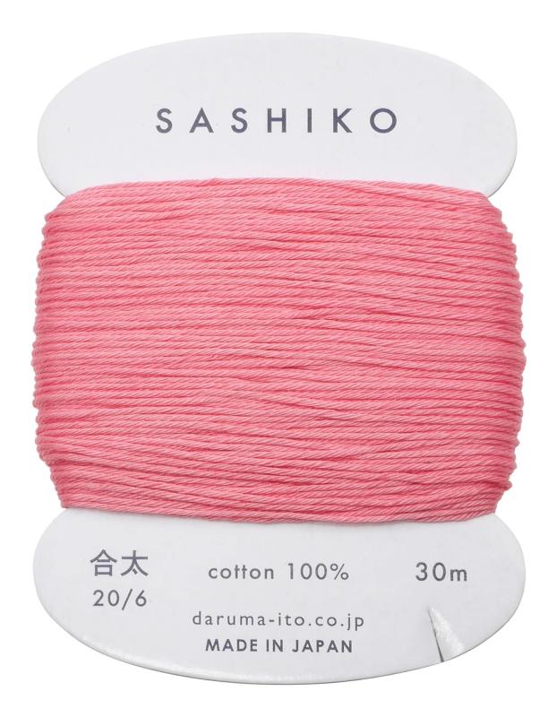 ダルマ 刺し子糸 〈合太〉 カード巻き COL.222 梅 約30m 01-2410 ピンク