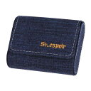St.espoir デニム生地 イヤホンケース ハードタイプ 2個セット 刺繍ロゴ入 大切なイヤホンをやさしく包む ベルベット裏地 マグネット蓋でピタッとしまる