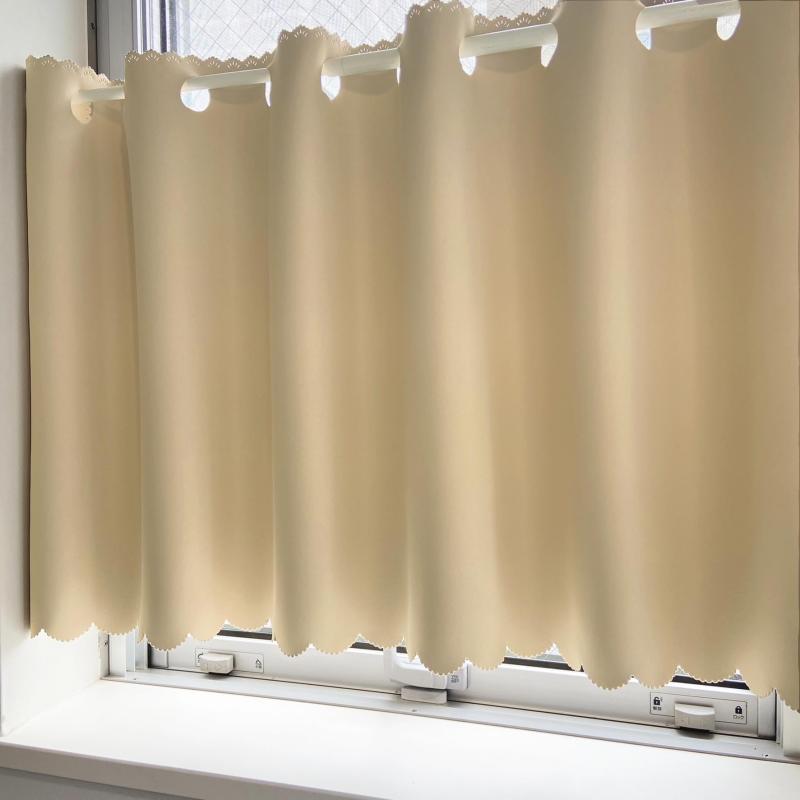 【Ezee】カフェカーテン 遮光1級 小窓 出窓 キッチン トイレ 目隠し 日よけ 紫外線対策 簡単取付 遮熱 断熱 保温 省エネ ウォッシャブル