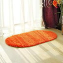 Manshyue 玄関マット 屋内 室内 洗える 楕円形 無地 45x65cm オレンジ カーペット ラグマットお風呂マット バスマット 浴室マット 泥落とし 吸水 速乾 ふわふわ 滑り止め 抗菌消臭 かわいい おし