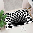 玄関マット トリックアート 3D 錯覚 60x40 室内用玄関マット ラグマット リビング カーペット 長方形 洗える 室内 屋内 北欧 モダン おしゃれ(3)