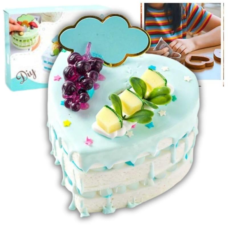 【DIYキット付き】CLAFTLAB SAIL ケーキ型貯金箱 クリームデコ体験セット スイーツバンク おしゃれ 子供用 女の子 男の子 ギフト 夏休み 自由課題 メイキングトイ 水色 ハート