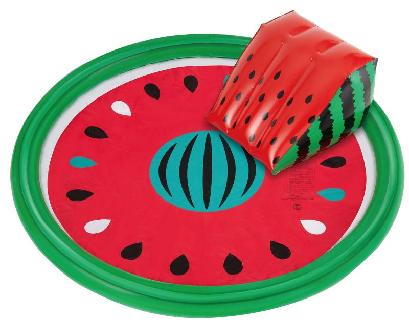 リブライト 東京ローソク シャワープレイングプールスイカ 120×120×17cm 2気室 広口バルブ付(滑り台) ..