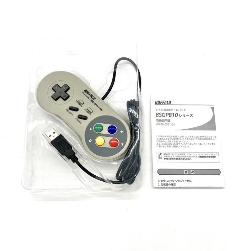 AZZOR BUFFALO USBゲームパッド 8ボタン スーパーファミコン風 グレー