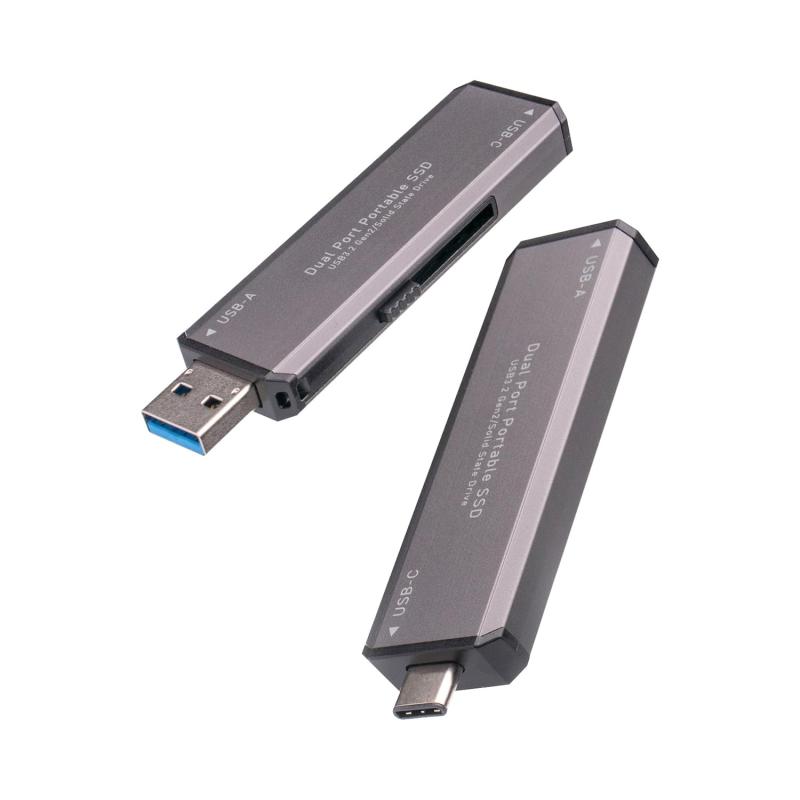 高速 SSD 外付け USB Type-A/USB Type-C 両挿し LMD-SPCAC