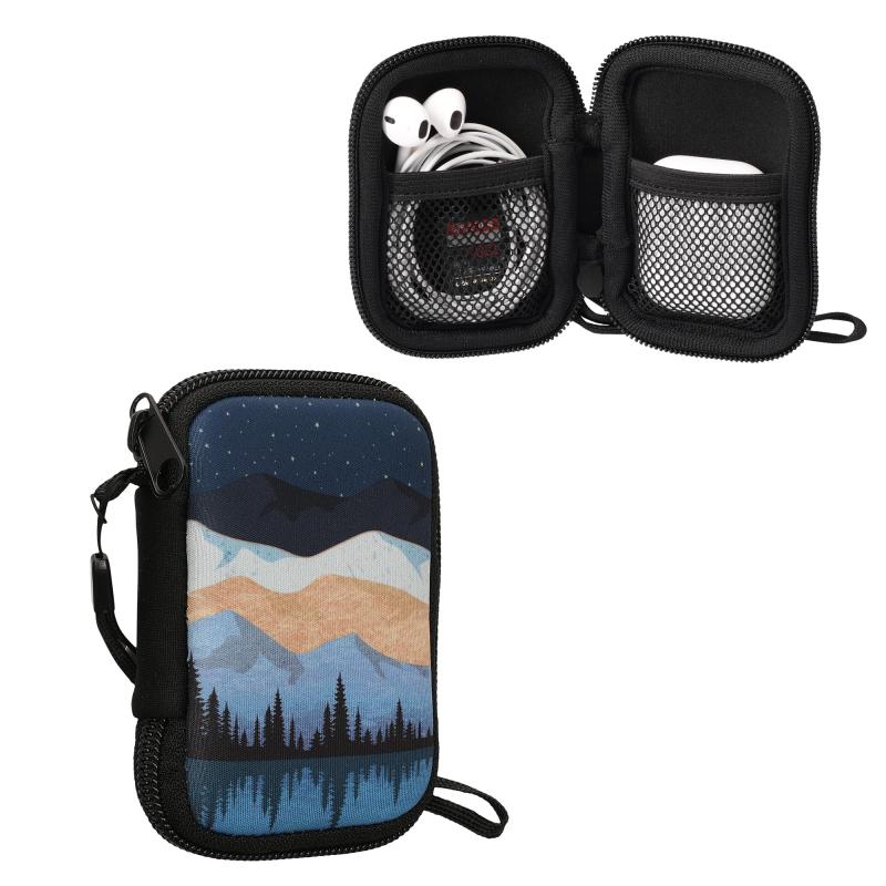 kwmobile in-ear Headphones対応 ケース - イヤホンケース ネオプレン ポーチ 6 x 9 cm Don't touch my headphonesデザイン