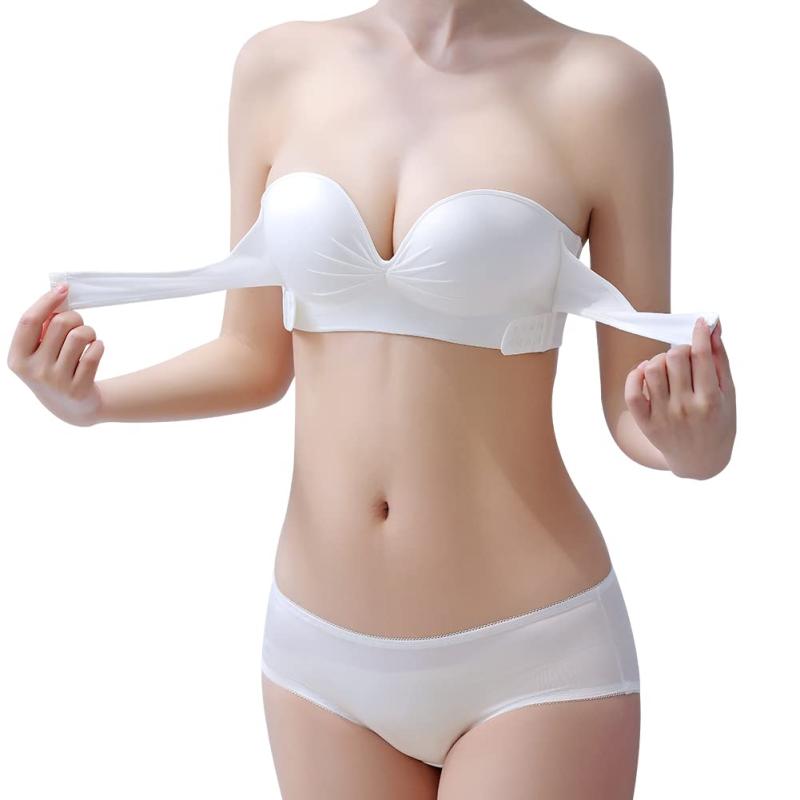 [APIKIE] ストラップレスブラ 紐なしブラ 【最新強化ズレ落ち防止クロスベルト・調節可能滑り止め】【美胸・美背】 チューブトップ 脇高 ノンワイヤー 高弾性 柔らかい シームレスブラ 結婚