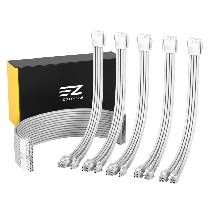 EZDIY-FAB PC電源延長スリーブケーブル 18AWG PSU 延長ケーブル カスタム Mod PC電源ケーブル ATX3.0/3.1仕様規格に準拠 されたソフトケーブル 3本の8(6+2ピン)ピンGPU延長ケーブル 2本の8(4+4ピン)ピンCP
