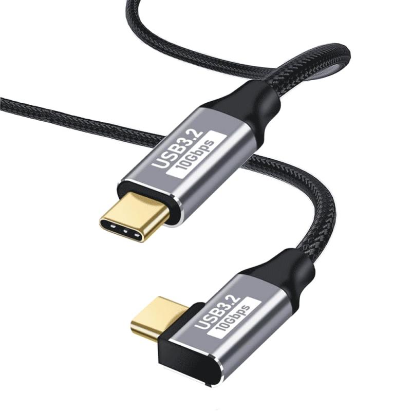 USB C ケーブル Type-C 充電 L字【PD対応 100W急速充電/ USB 3.2 標準 10Gbpsデータ転送】 USB-C to USB-C 超高速充電 4K/60Hz映像出力 超高耐久 ナイロン編み タイプC対応