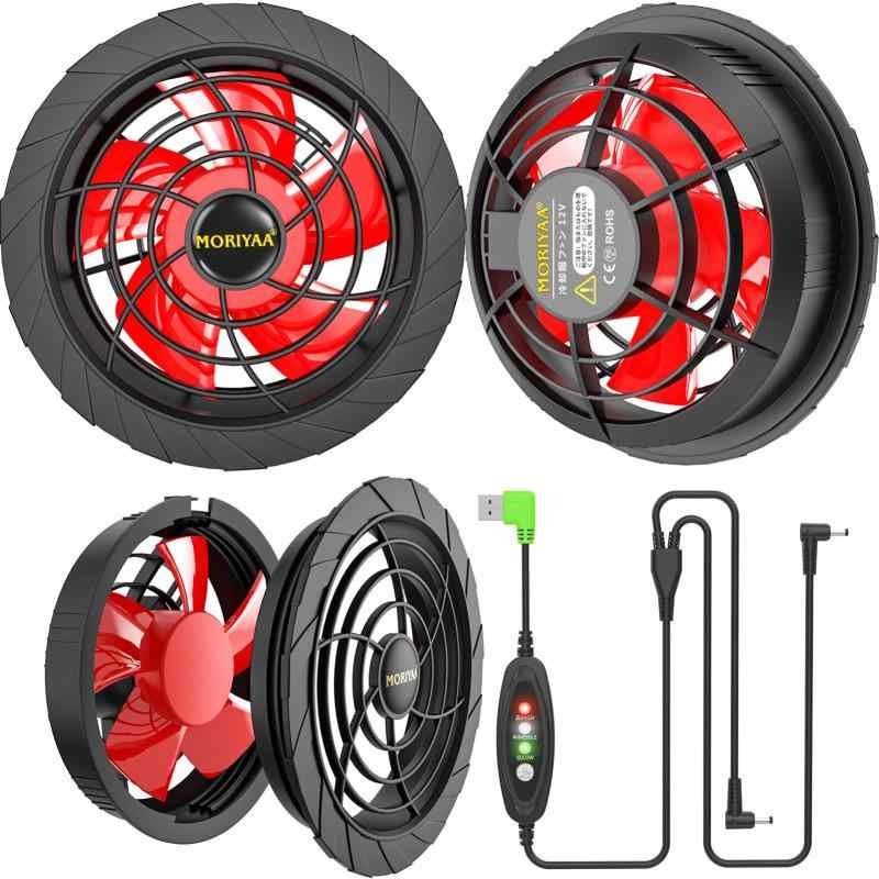 moriyaa 12vファン 作業服ファンユニット扇風機 USB給電タイプ5-12v変換ファン 12v互換ファン 5つ大ブレード6000RPMスピード超大風量 ファンブレード清潔可 最新バージョンQC3.0急速充電バッテリ