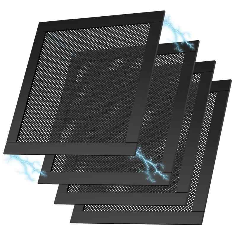 ATiC PC ケースファン 防塵 グリル PVC素材 磁気ダストフィルター メッシュ マグネット吸着シャーシファン用 繰り返し使える ファン フィルター Black