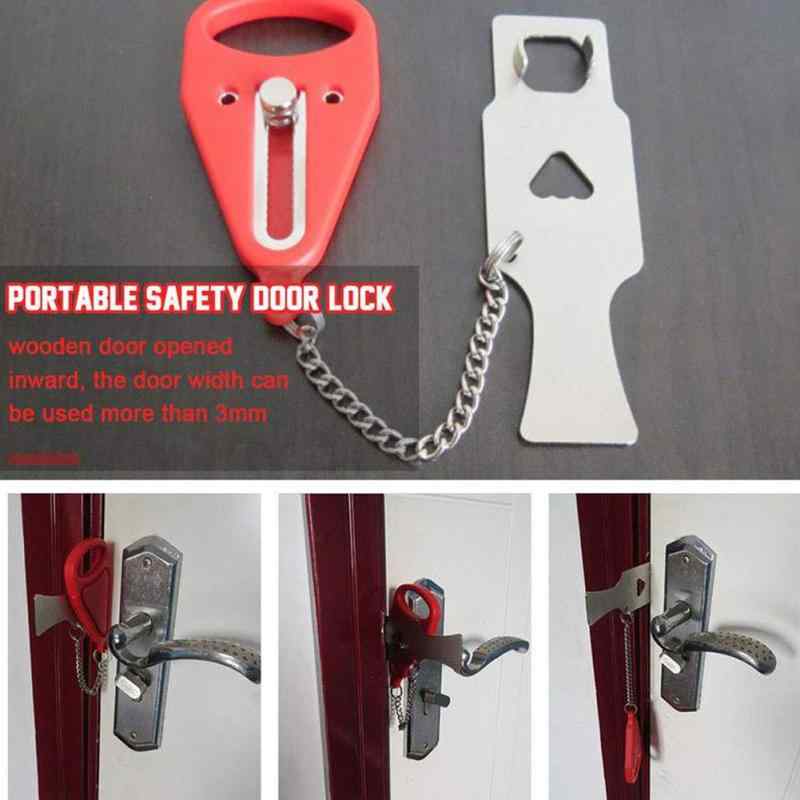 安全ロック 携帯用ロック 携帯用ドアロック ポータブル セキュリティロック ステンレス鋼 旅行掛け金 学校のロック ダウンのドアロック 安全セキュリティ