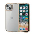 エレコム iPhone 14 / 13 ケース カバー 背面ガラス マット加工 指紋防止 半クリア 半透明 TOUGH SLIM LITE ストラップホール付き フレームカラー(3)