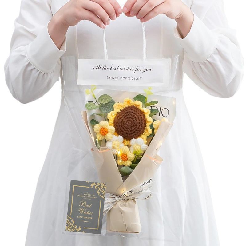 siawadeky ひまわり花束 おしゃれ かぎ針編み 手作り 向日葵ブーケ 枯れない花 アートフラワー 毛糸の..