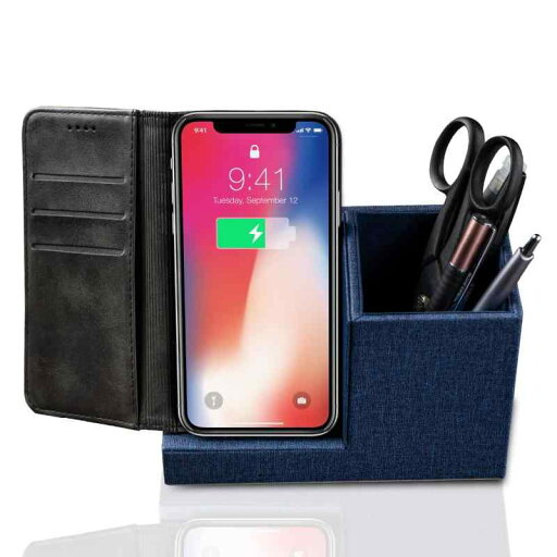 ワイヤレス充電器 【 充電左側版 】【 手帳ケースを開いたまま充電 】ペン立て Qi 10W 急速充電 Qi認証 置くだけ充電器 ワイヤレス充電スタンド ファブリック デスクオーガナイザー 非接触充 ワイヤレス充電器 【 充電左側版 】【 手帳ケースを開いたまま充電 】ペン立て Qi 10W 急速充電 Qi認証 置くだけ充電器 ワイヤレス充電スタンド ファブリック デスクオーガナイザー 非接触充