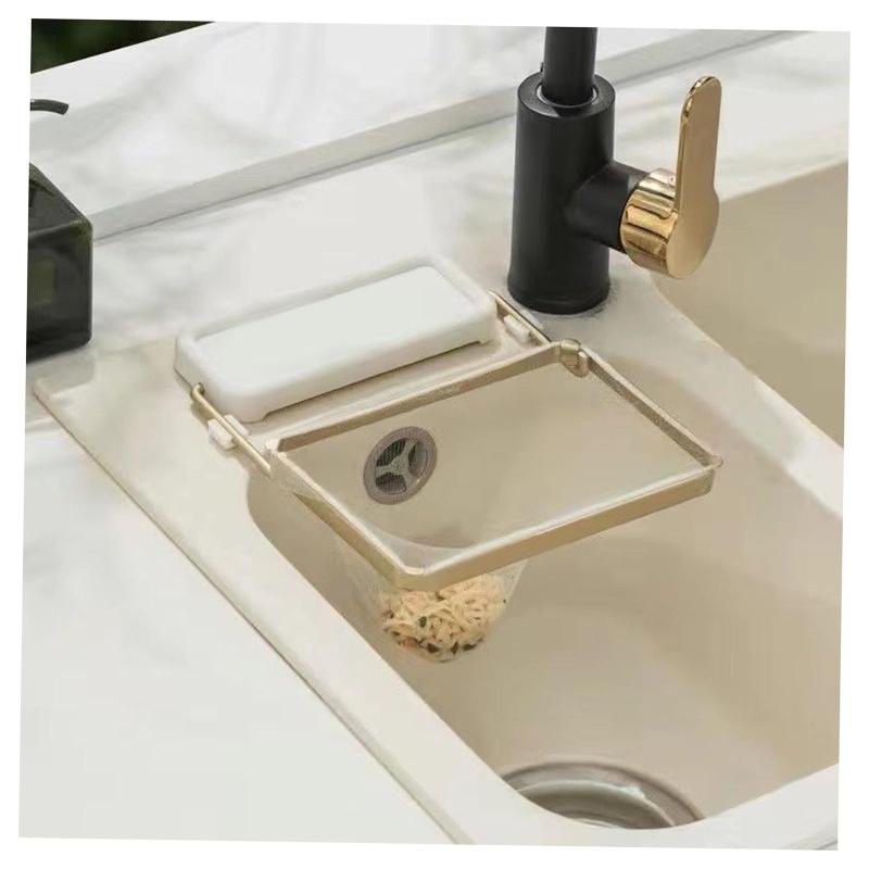 三角コーナー はがせるテープとマグネットでどこでも簡単取付 いらず マグネット 水切り ホルダー ゴミ袋 生ゴミ シンク パールホワイト(3)