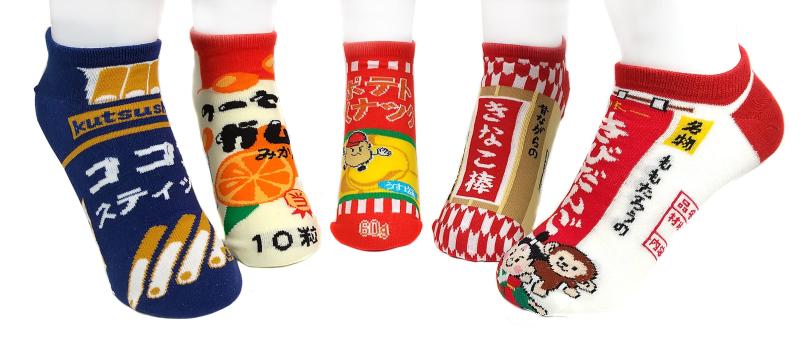 [トロア エプリ] おもしろソックス 駄菓子屋セット（5足入り） レディース アソート 22-25cm