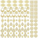 サムコス 透かし パーツ 100個セット ゴールド 花 月 雫 四角 三角 DIY ハンドメイド イヤリング ピアス かんざし(3)