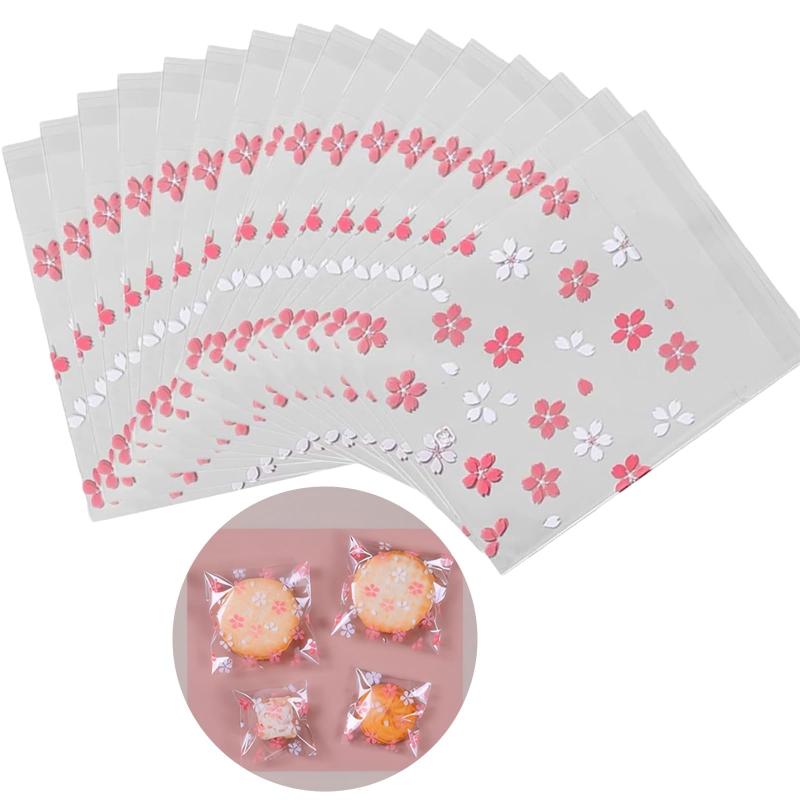 Meltryllis お菓子用 OPP袋 自己粘着 ラッピング袋 OPP袋 100枚入り 桜スタイル 自己粘着バッグ 透明 ..