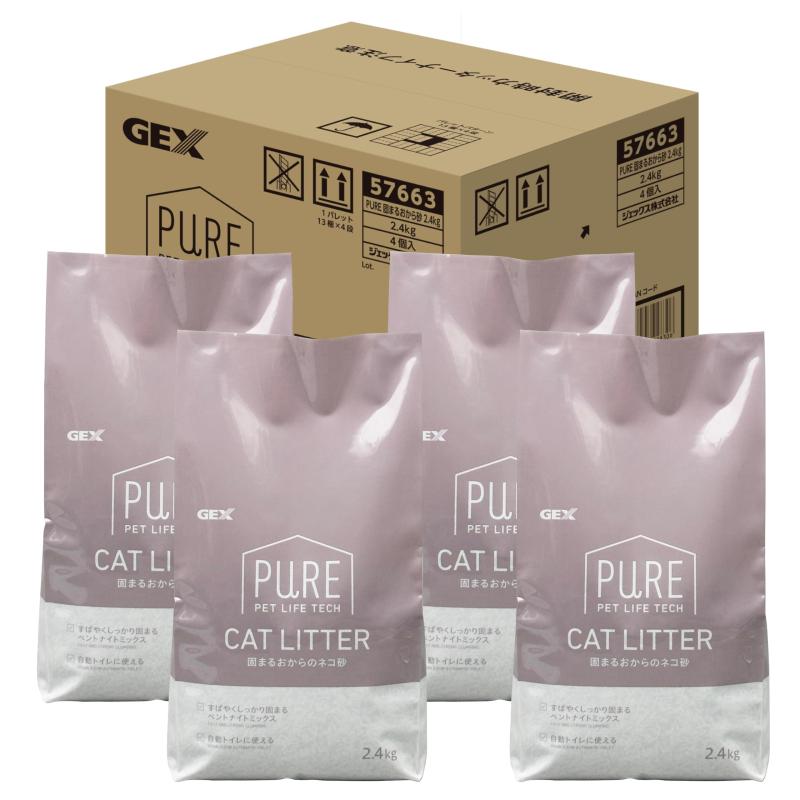ジェックス GEX 【 PURE 】 すばやく固まるおからのネコ砂 【ケース販売】 ベントナイト おから 消臭トイレ砂 PURE CAT AUTO TOILET グ..