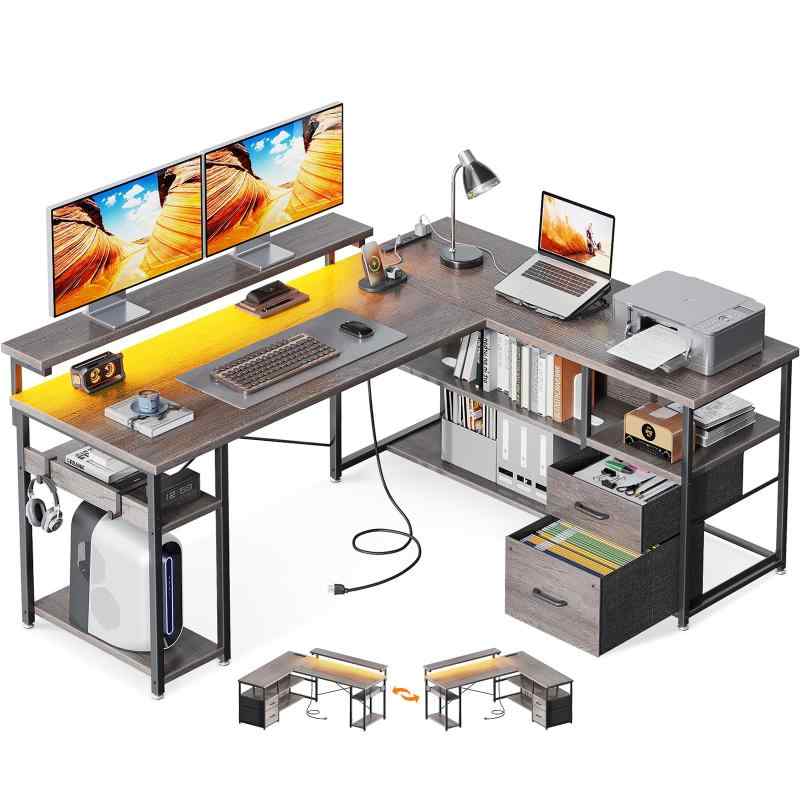 ODK パソコンデスク 引き出し付き ゲ