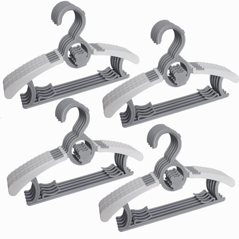 Aurenne 子供用ハンガー 連結 ベビーハンガー 多機能 ハンガー 長さ伸縮機能 滑り止め 型崩れの防止 （グレー, 20本セット）