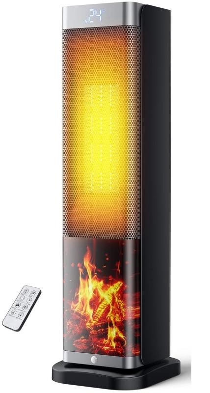 セラミックヒーター 【2025年AI自動制御モデル・節電・速暖・3D炎効果】 セラミックファンヒーター 冷暖兼用 3段階 省エネ 人感センサー 8W/600W1200w 電気式 ヒーター 大型 電気 温風 暖房 足元