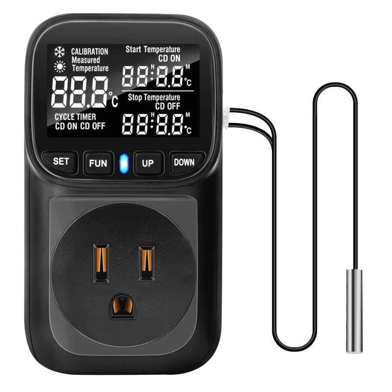 DiyStudio 1800W サーモスタット 温度制御ソケット爬虫類 ファン 水槽 サーモスタット