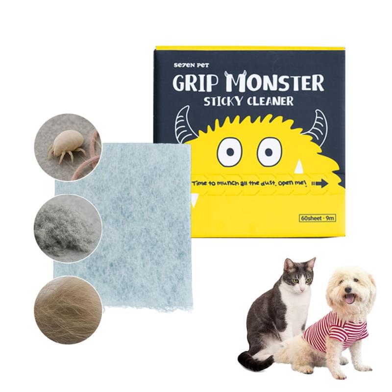 [セブンペット] 粘着式おそうじシート 使い捨て 両面使用 静音タイプ 抜け毛対策 粘着クリーナー 60枚..