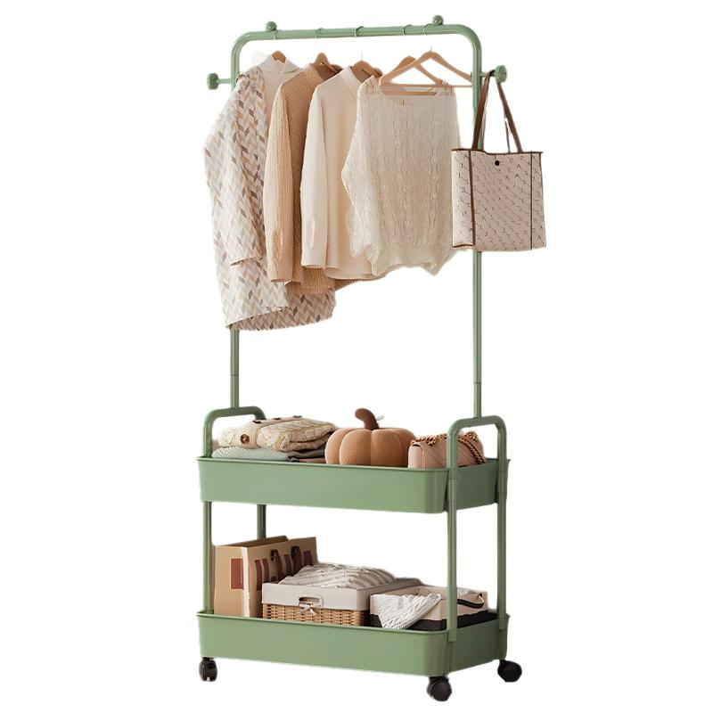 スリム ハンガーラック 収納付き おしゃれ シングル キャスター付き 【頑丈 耐荷重15-20kg】【幅60cm ..