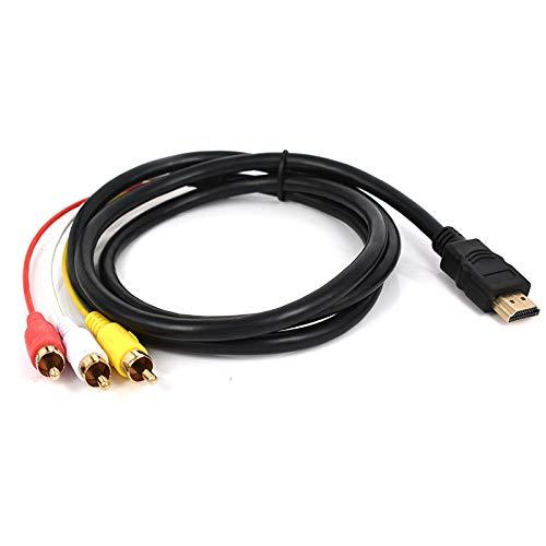 HDMI to RCA 変換ケーブル, 金メッキコネクター搭載, 3分配出力, デスクトップPC対応, 1.5メートル, ブ..