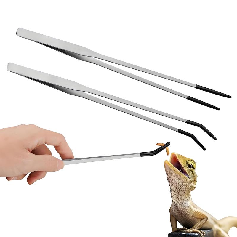 BaraRose 爬虫類 ピンセット ピンセット 長い 10.6 インチ ゴムチップ付きステンレススチール 爬虫類給..