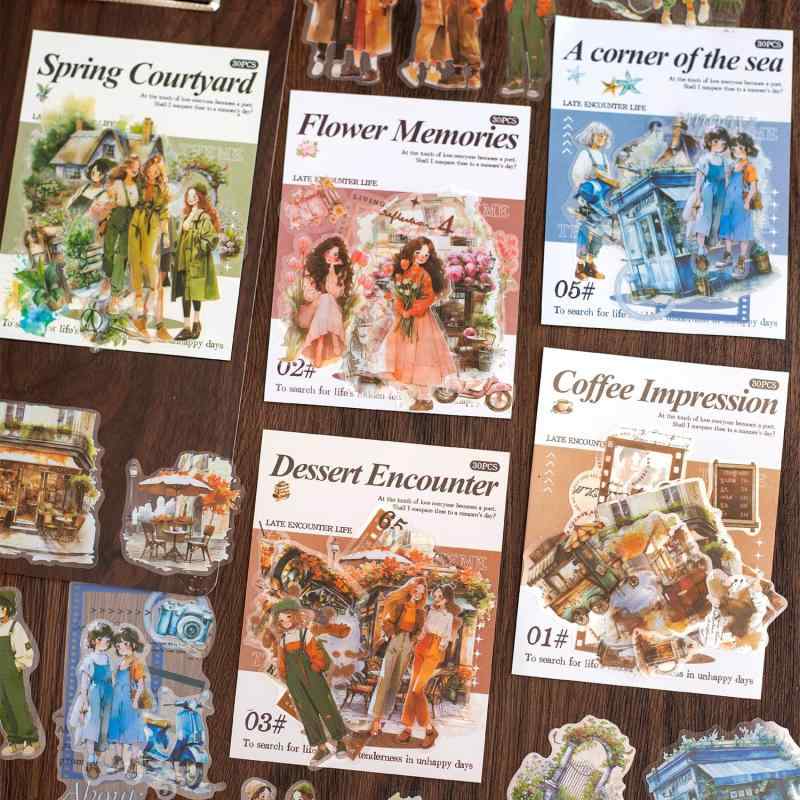 Alideco 120枚 フレークシール コラージュ素材 ペーパー素材紙 レースユートピアステッカー レトロヨーロピアンフラワーガール フラワーバード 海外韓国...