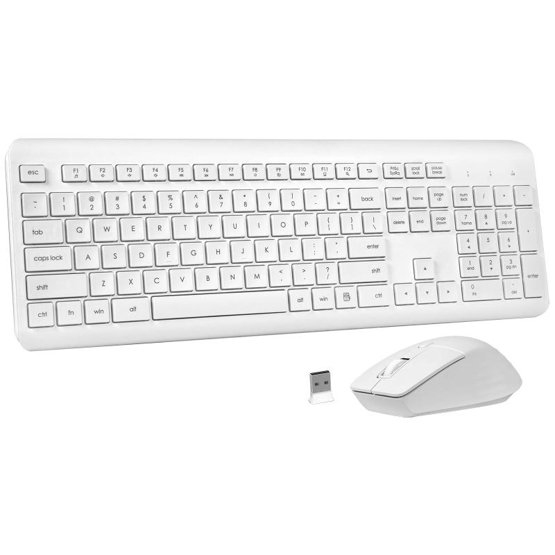 HUO JI ワイヤレス キーボード マウス セット 英語配列 フルサイズ 静音設計 光学マウス 2.4GHz 無線 薄型 人間工学 長時間バッテリー PC/Mac/Windows 対応