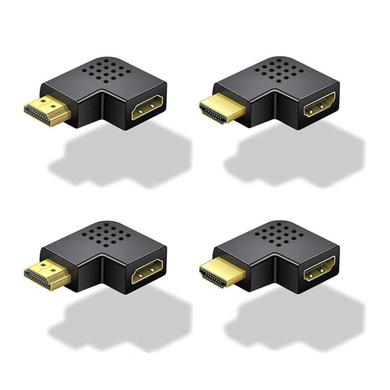 サムコス HDMI L型変換アダプタ 4個セット 延長コネクタ 90度 270度 オス メス コネクタ ケーブル向き変更 中継 TV オスーメス PC対応 狭い場所対応 延長器 ミニプラグ コネクター 金メッキ 1080p H