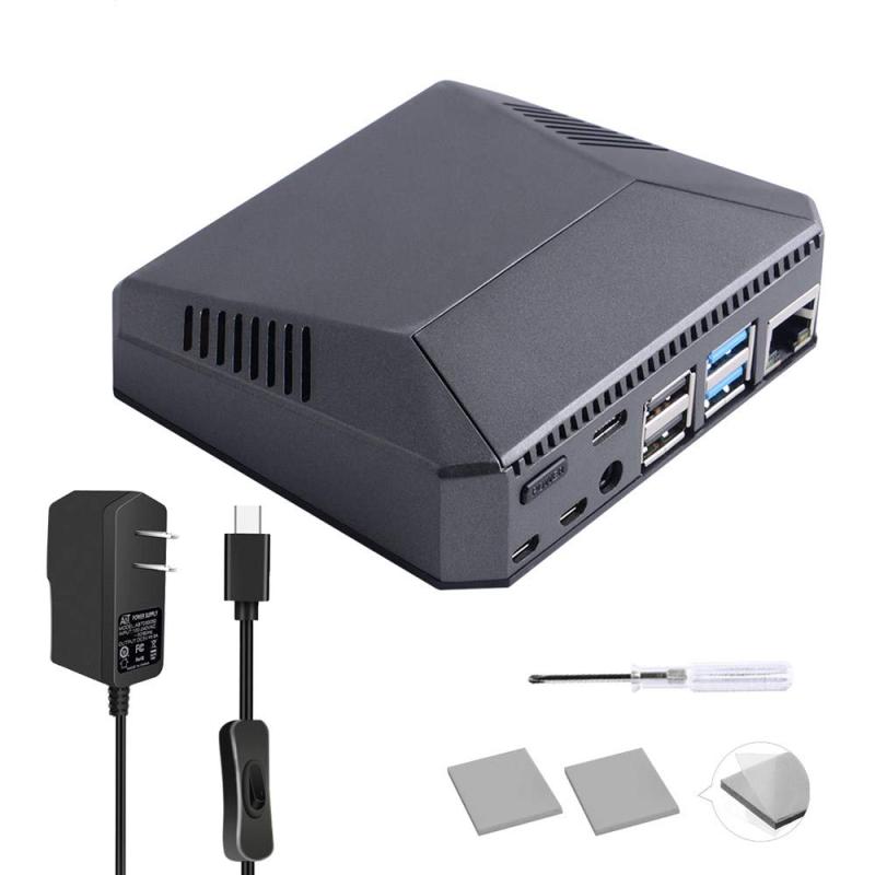 GeeekPi Raspberry Pi4ケースArgon ONE V2ケースブラックアルミニウム合金ケースシェルエンクロージャースライド式磁気トップ、冷却ファン付きRaspberry Pi 4B用の安全なシャットダウンシステム