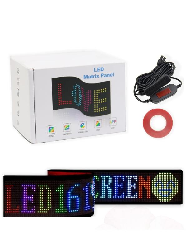 ASADAYS LED電光掲示板 車載 店舗 看板 折りたたみ式 柔軟 スクロールメッセージボード フレキシブル USB カラーサイン 曲げ可能 多言語显示 車載 LEDディスプレイ 防水性と防塵性 パネルカーサ