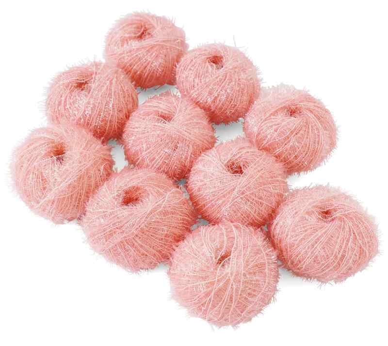 原ウール 毛糸 エコたわし用毛糸 10玉セット 25g (約65m) ポリエステル100% (ピンク)
