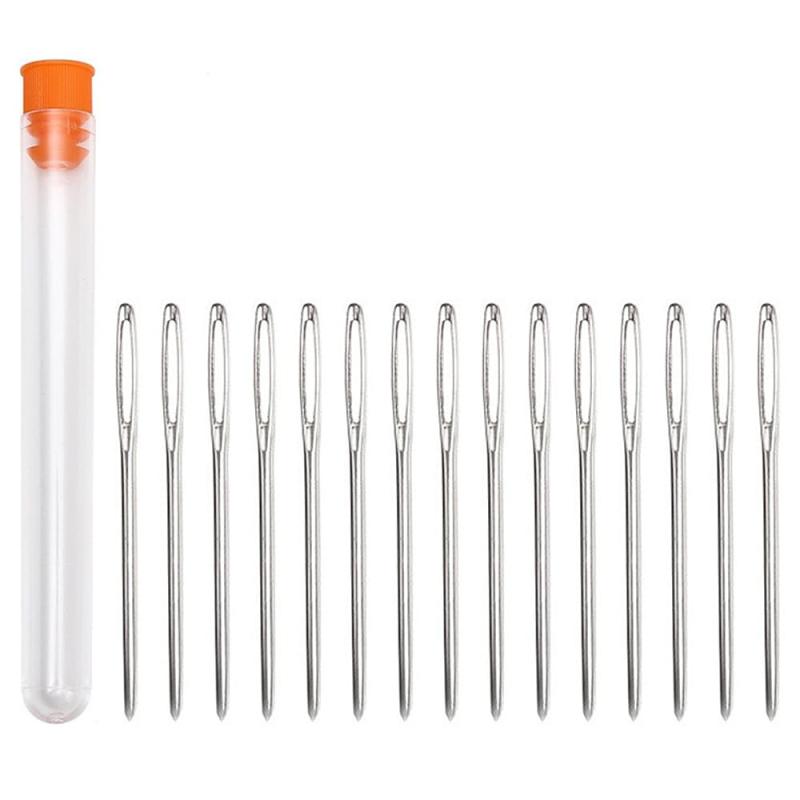 手縫い針 丸針 15本入り 手縫針 縫い針 革用針 レザークラフト用針 刺しゅう針 フェルト針 毛糸編み 厚..