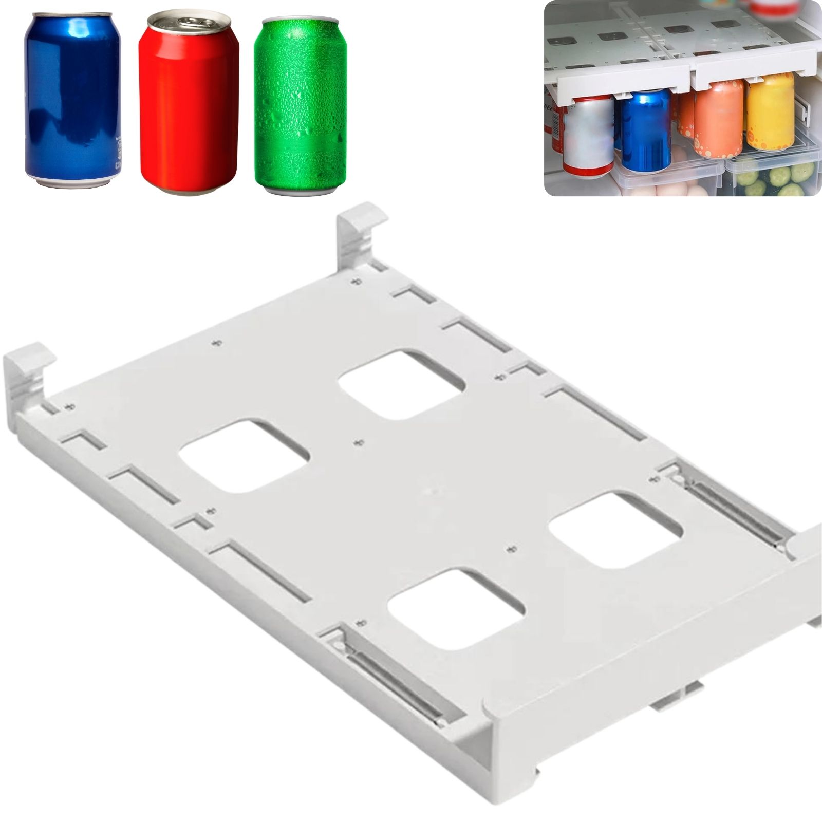 geneX 缶ストッカー 冷蔵庫 冷蔵庫収納 缶収納ラック 冷蔵庫ドリンクホルダー 缶ビール 炭酸飲料 ソーダ ハンギング式 吊り下げ収納 取り付け簡単 8缶収納 キッチン収納 コンパクト 省スペース 軽量 耐久性